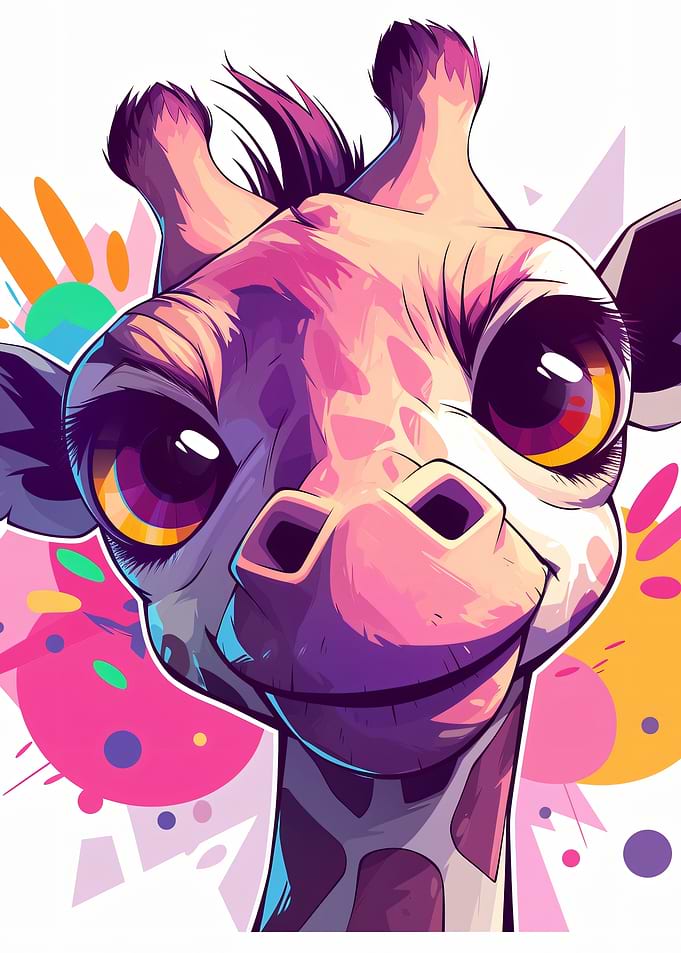 Colorful Pop Art Giraffe Portrait