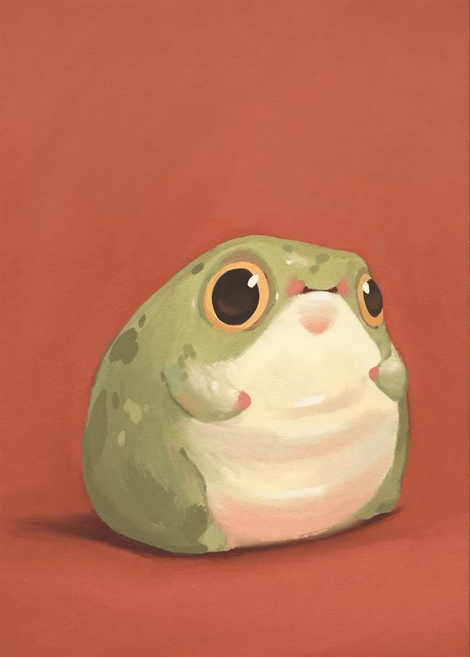Cute Round Green Frog Illustration