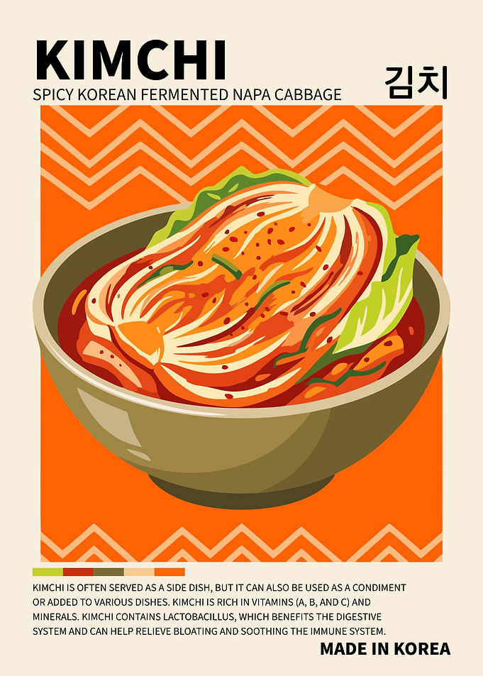 Kimchi Poster – Korean Fermented Cabbage Food Art Print