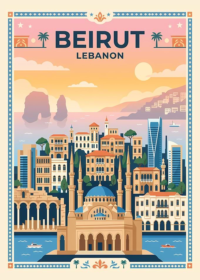 Beirut Lebanon Travel Poster
