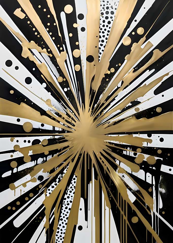 Abstract Gold and Black Sunburst