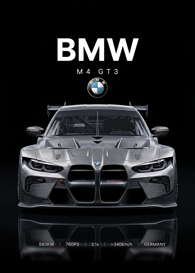 front view M4 GT3 race car Poster