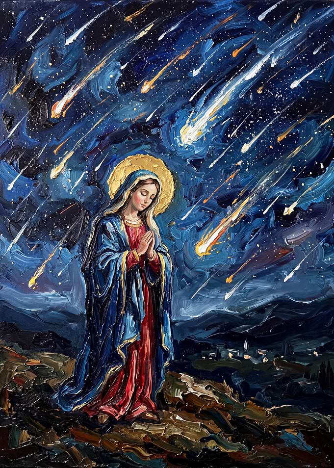 Virgin Mary Under Meteor Shower