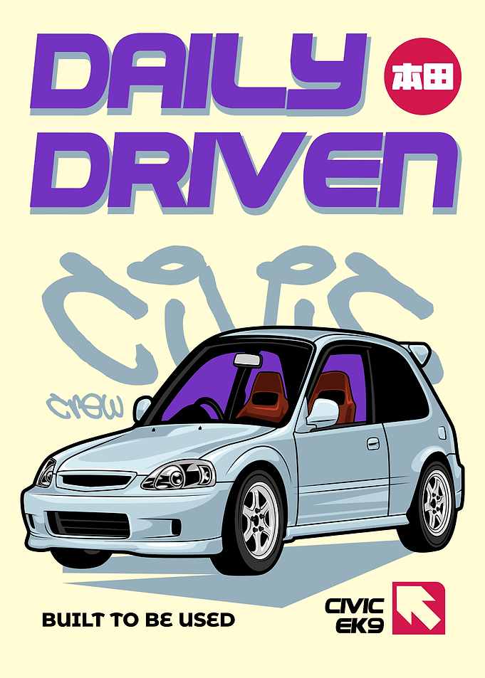 Honda Civic EK9 Daily Driven Poster