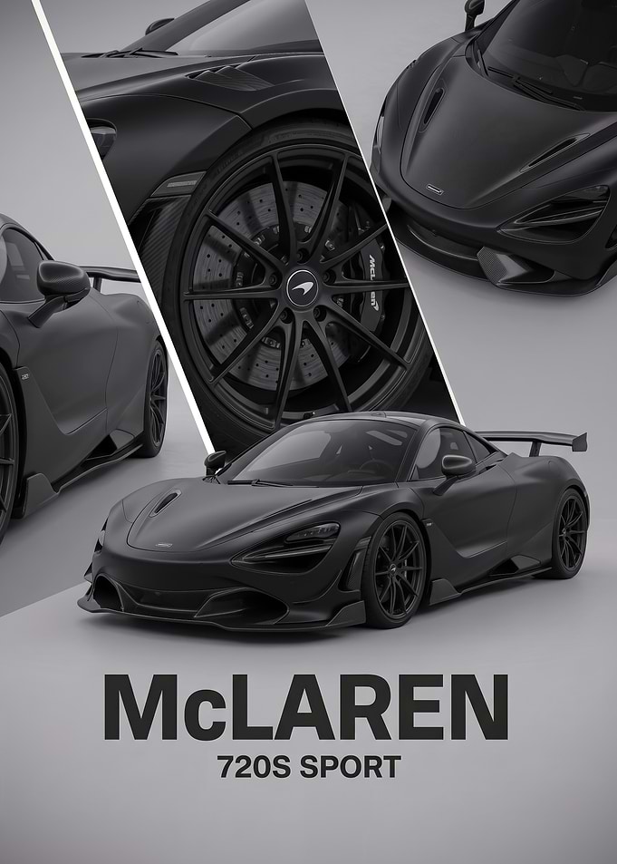 black sleek McLaren 720S Sport art Poster