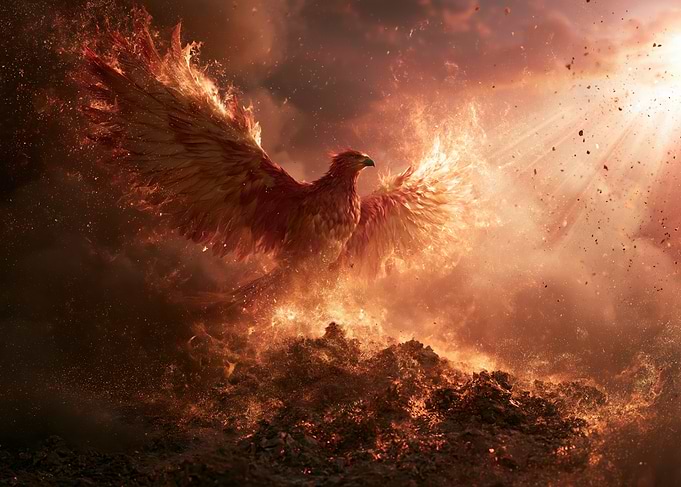 Majestic Phoenix Rising from Fire