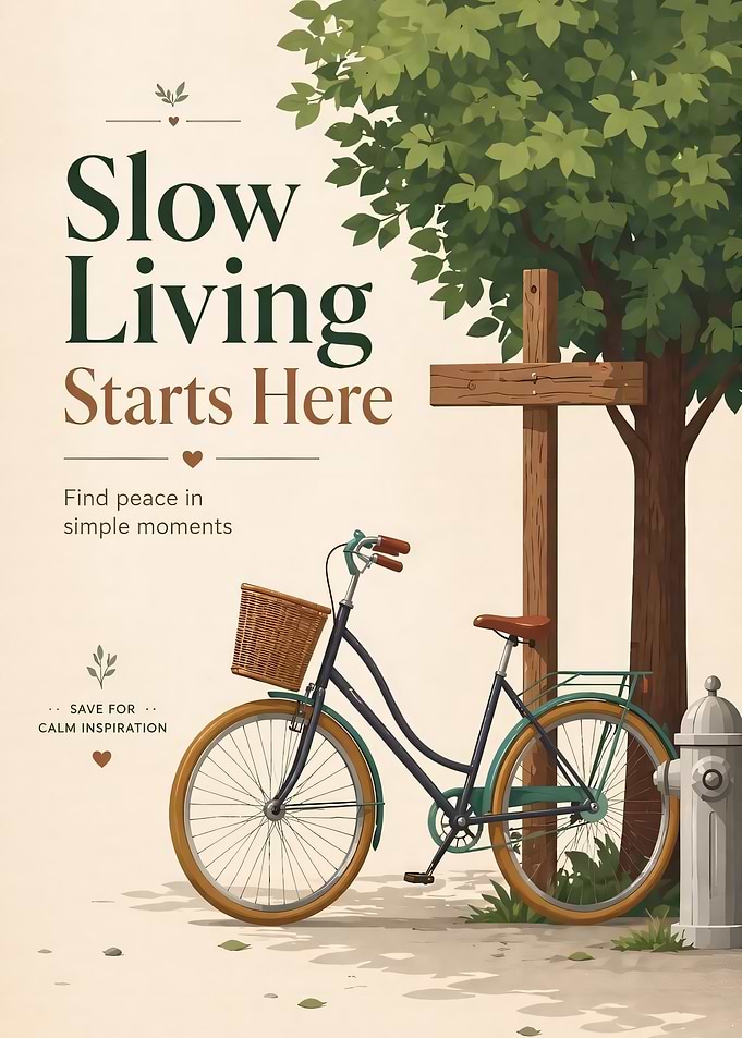 Slow Living Bicycle Inspirational Poster