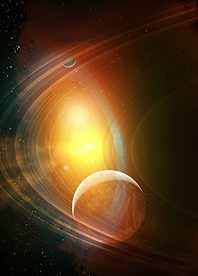 Cosmic Embrace: Ringed Giant's Radiance