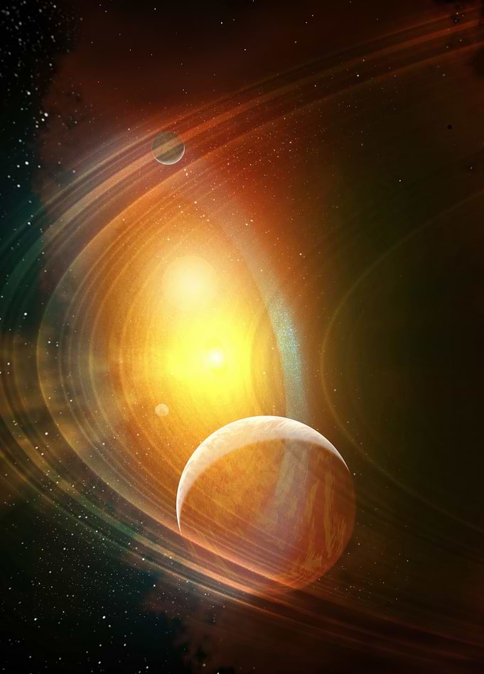 Cosmic Embrace: Ringed Giant's Radiance
