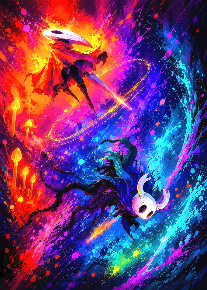 Hollow Knight and Hornet Battle Art