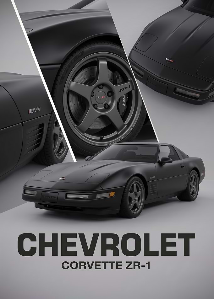 Matte Black Chevrolet Corvette ZR-1 art Poster
