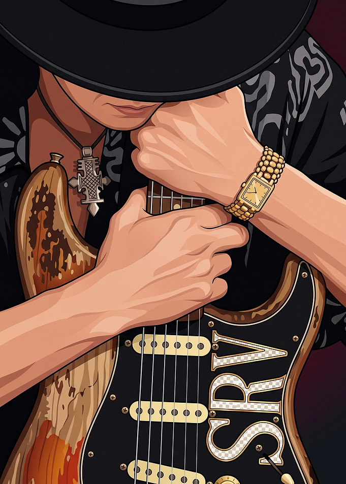 Stevie Ray Vaughan Guitar Tribute Illustration