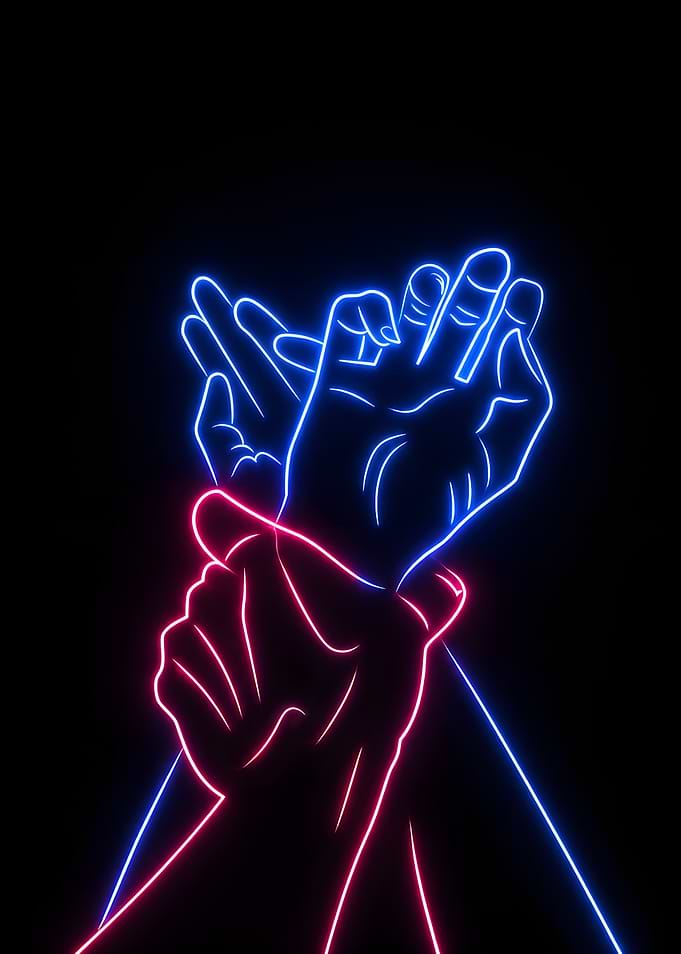 Neon Outline Sexy Hands