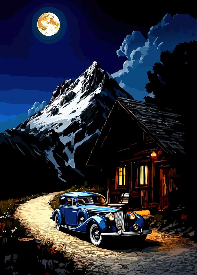 Vintage Car at Mountain Cabin