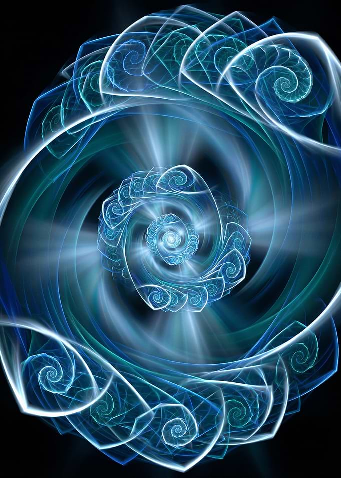 Luminous Blue Fractal Spiral Vortex