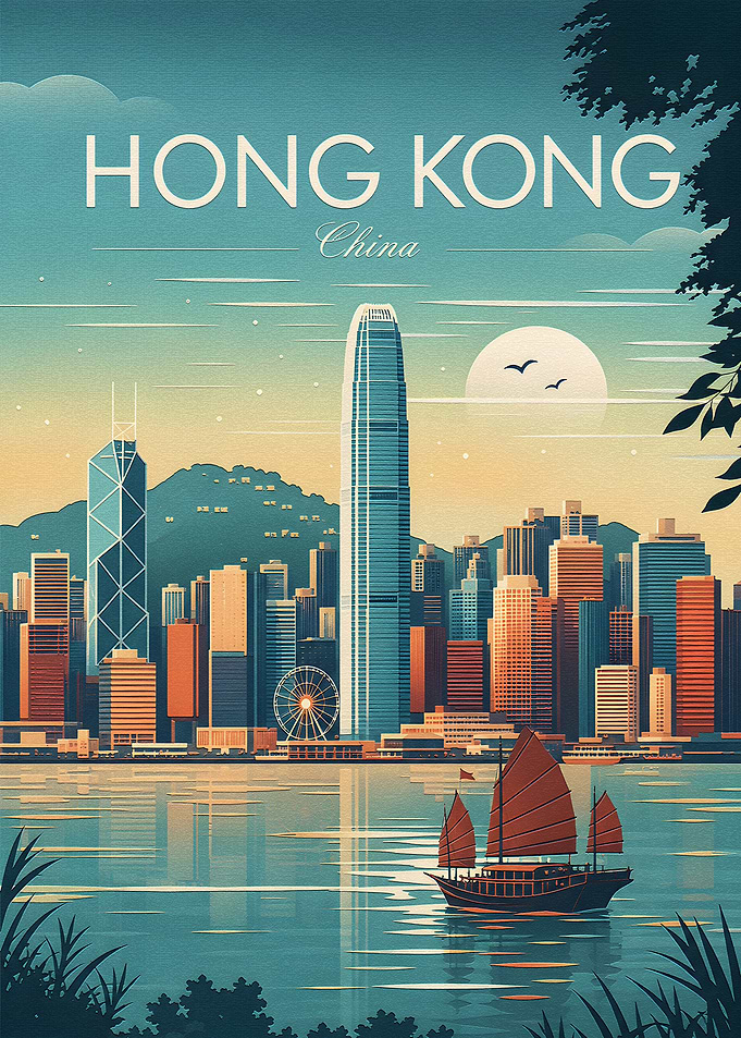 Vintage Hong Kong Travel Poster