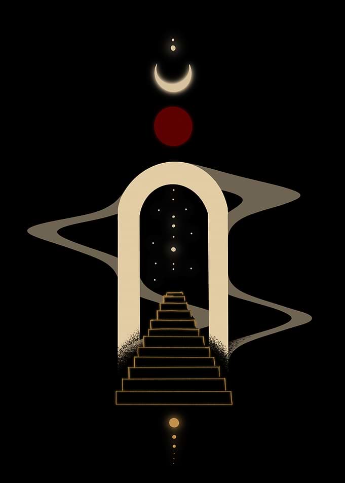 Mystical Archway and Celestial Staircase