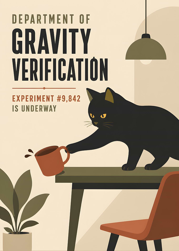 Department of Gravity Verification Cat Poster