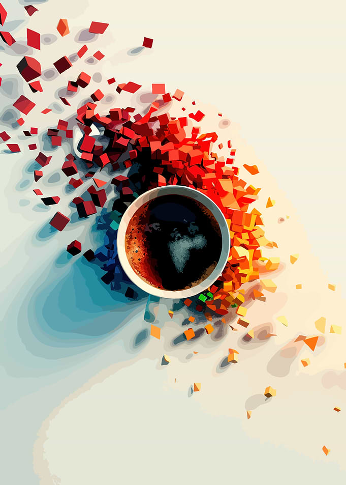 Abstract Coffee Cup Explosion Art