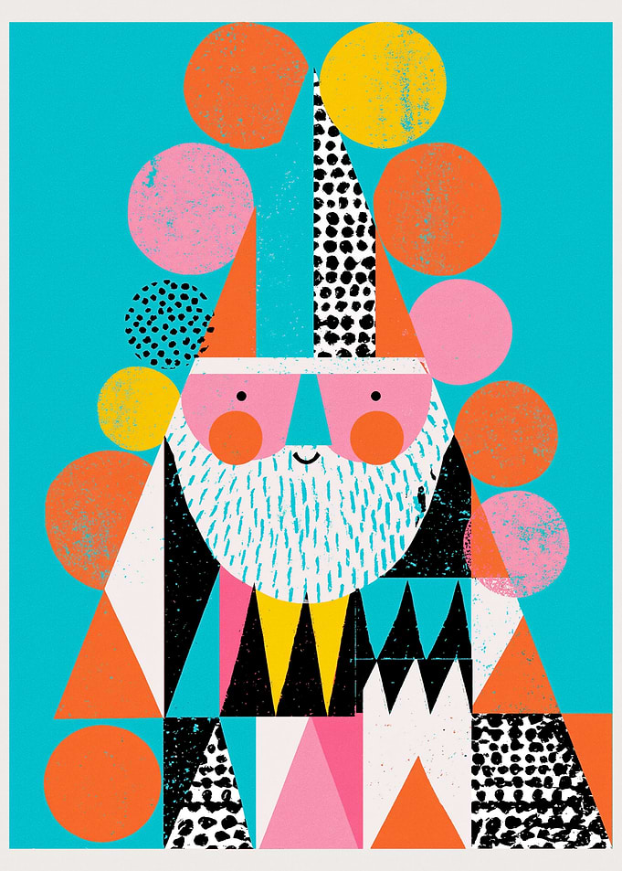 Abstract Geometric Bearded Character Illustration