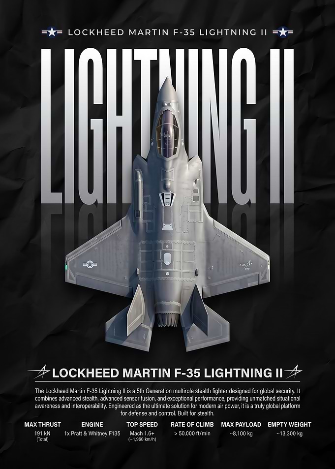 fighter jet Lockheed Martin F-35 Lightning II Poster