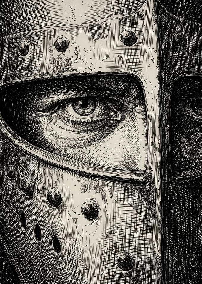 Intense Knight Helmet Close-up