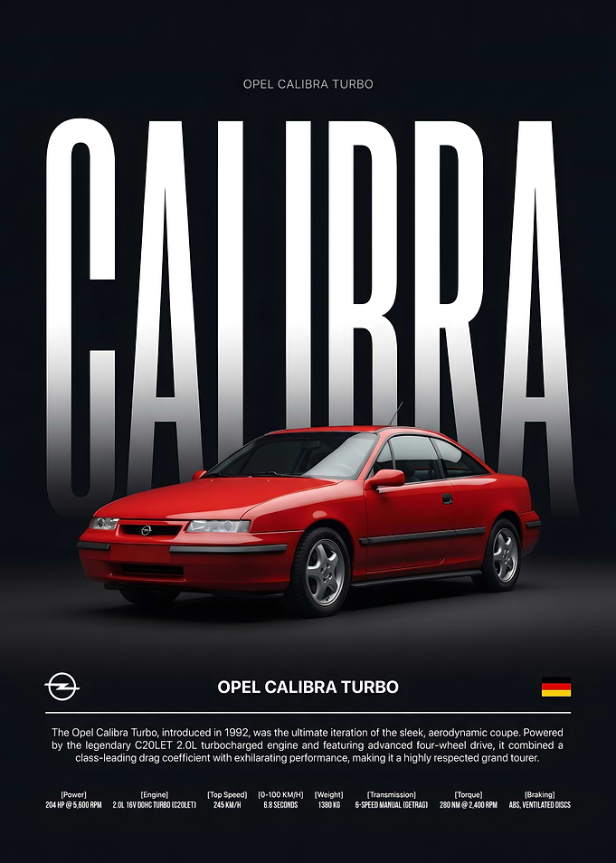 Opel Calibra Turbo Automotive Poster