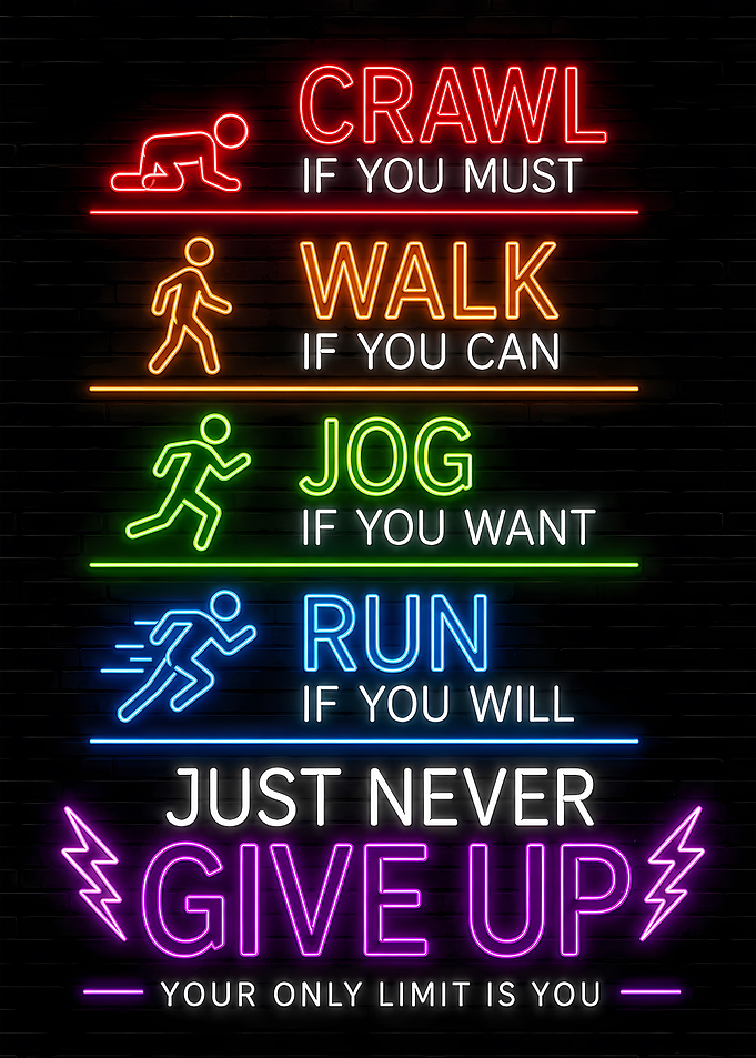 Never Give Up Neon Motivational Sign