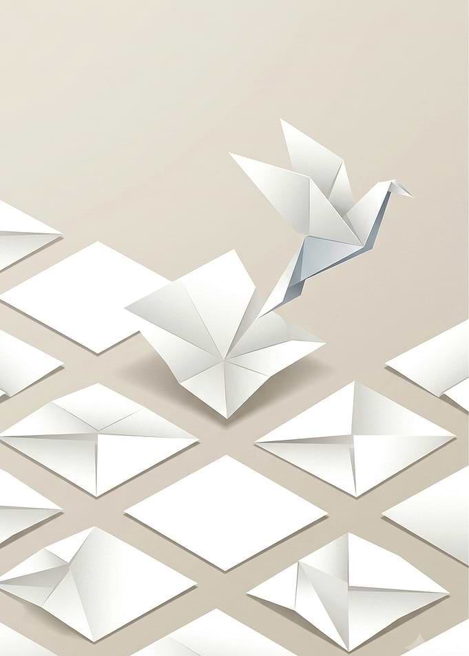 Origami Bird Rising from Paper