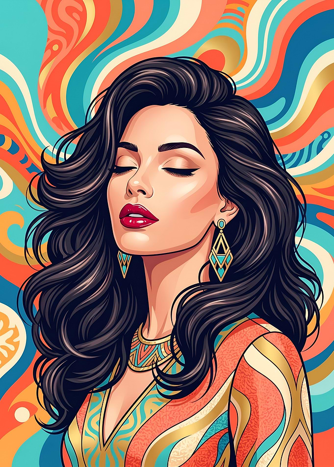 Psychedelic Portrait of a Glamorous Woman