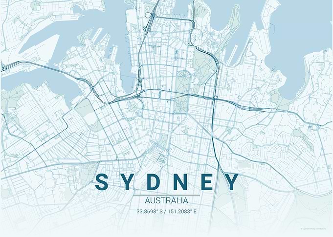 Sydney Australia Minimalist City Map