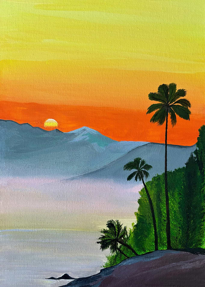 Tropical Sunset Over Mountainous Coast