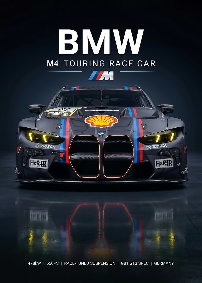 front view m4 touring Race Car Poster