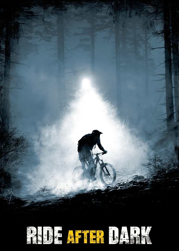 Mountain Biker Riding at Night