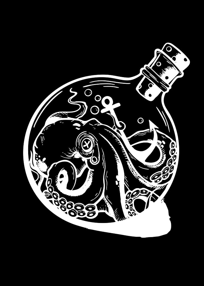 Octopus in a Bottle Illustration