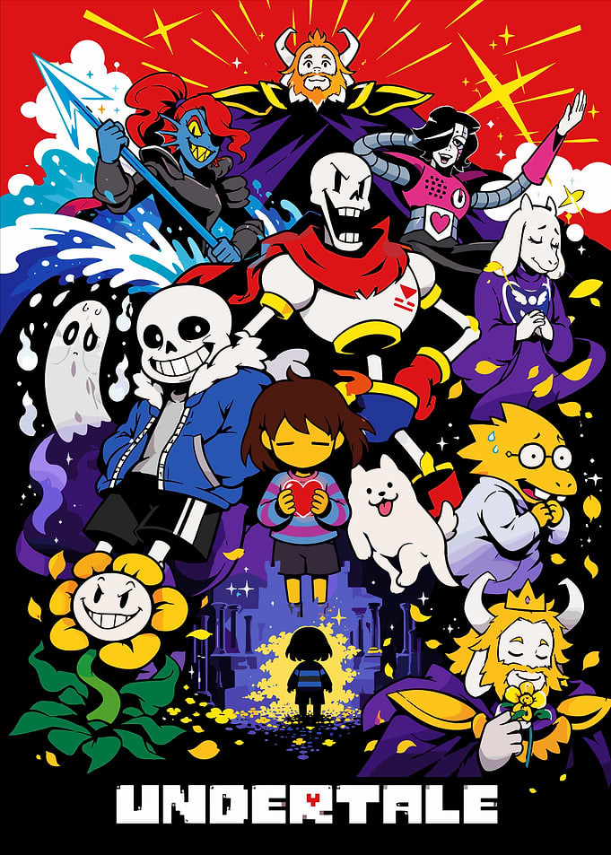 Undertale Cast Ensemble Pixel Art Poster