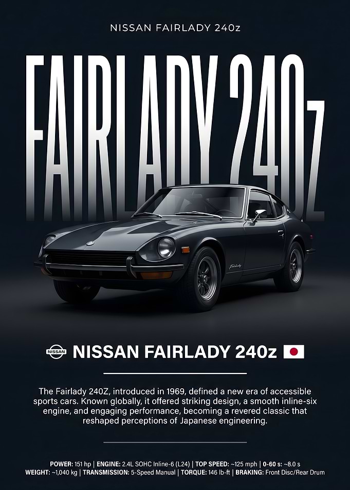 Nissan Fairlady 240Z Classic Car Poster