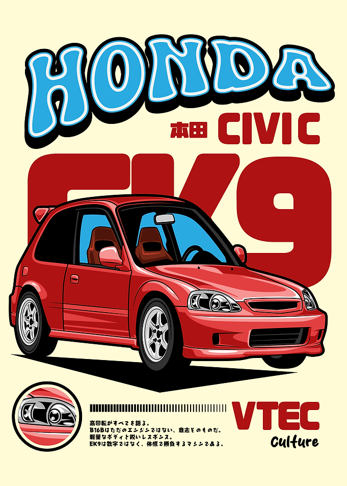 Honda Civic EK9 VTEC Poster