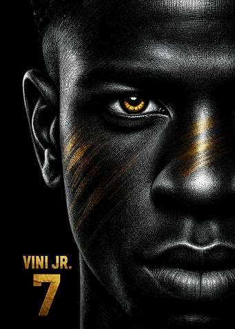 Vini Jr. Golden Portrait Poster