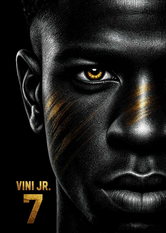 Vini Jr. Golden Portrait Poster