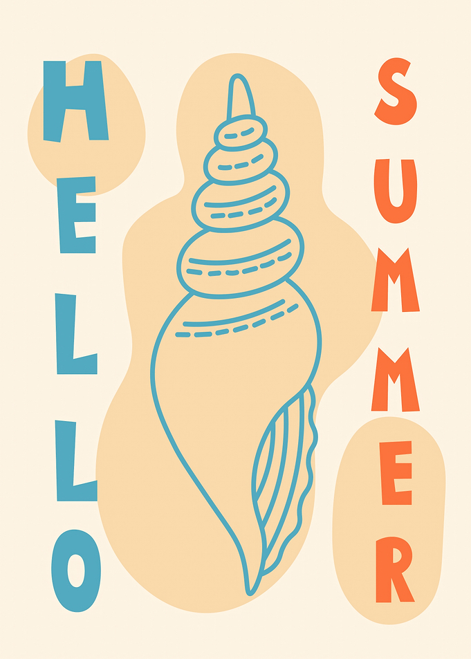Hello Summer Seashell Poster