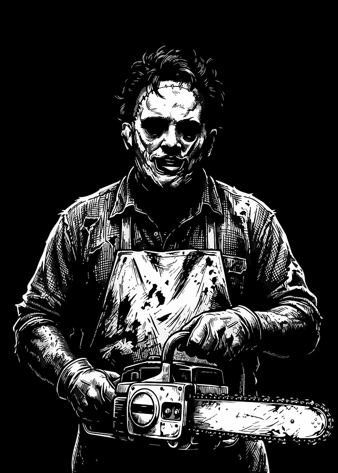 Leatherface with Chainsaw Illustration