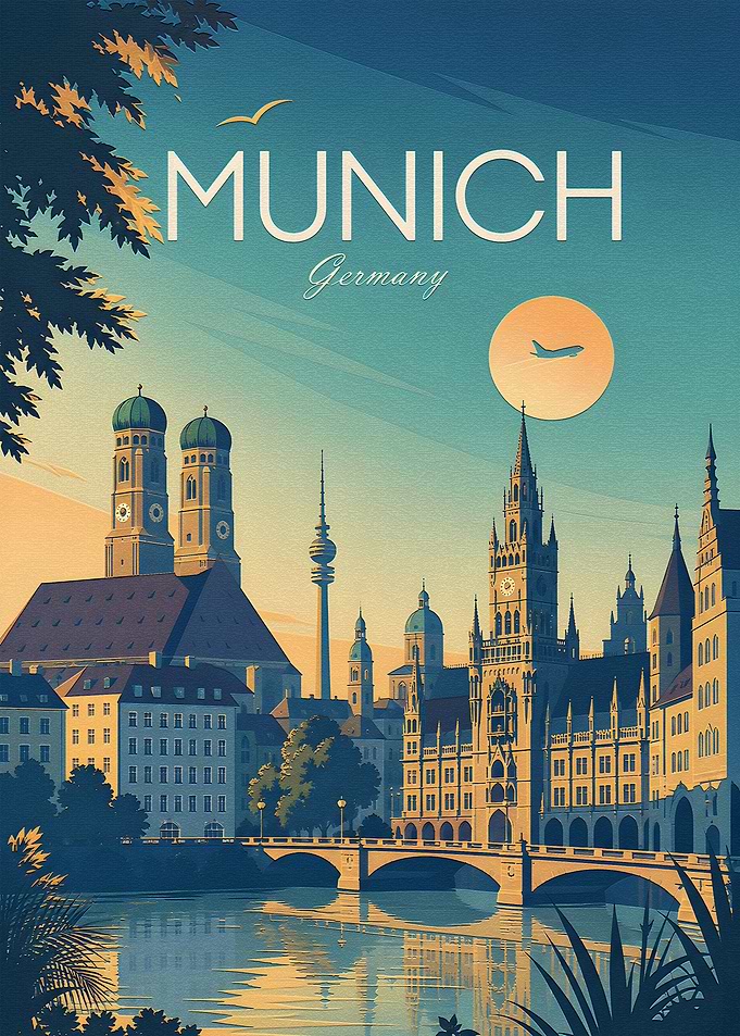 Vintage Travel Poster of Munich