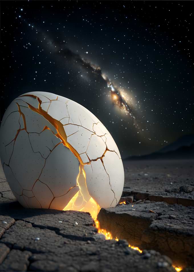 Cosmic Egg on Barren Planet