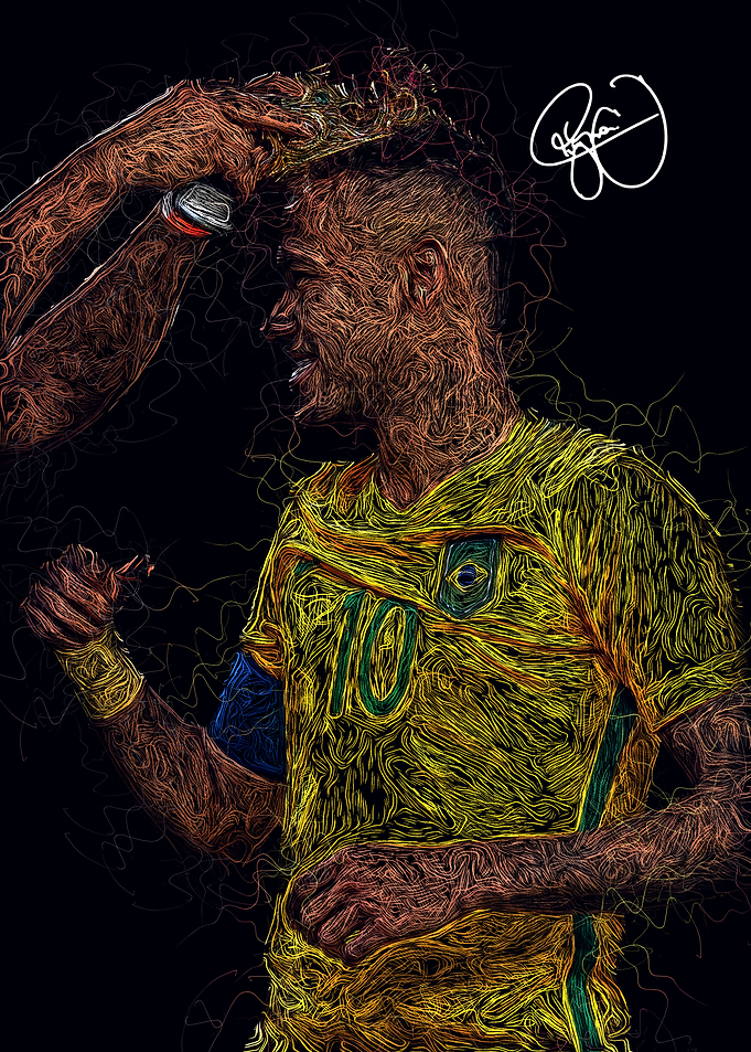 Neymar Jr Scribble Art Portrait