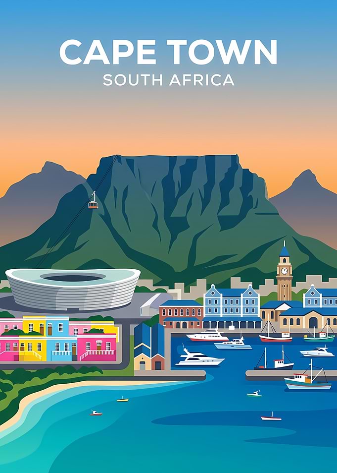 Cape Town South Africa Travel Poster