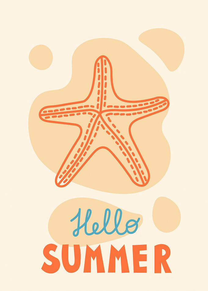 Hello Summer Starfish Illustration