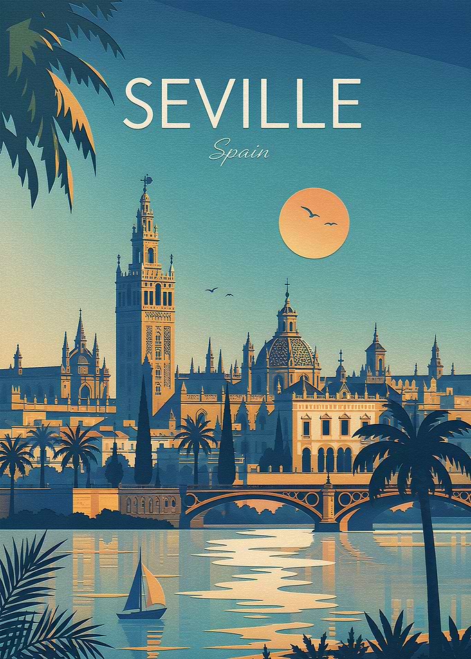 Vintage Travel Poster of Seville Spain