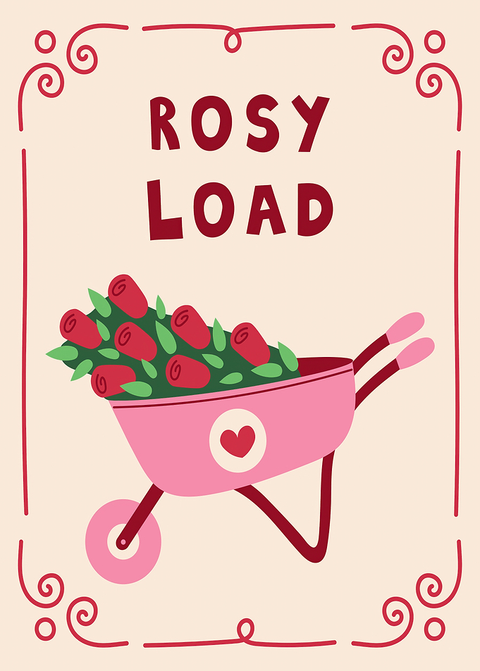 Rosy Load Wheelbarrow Illustration