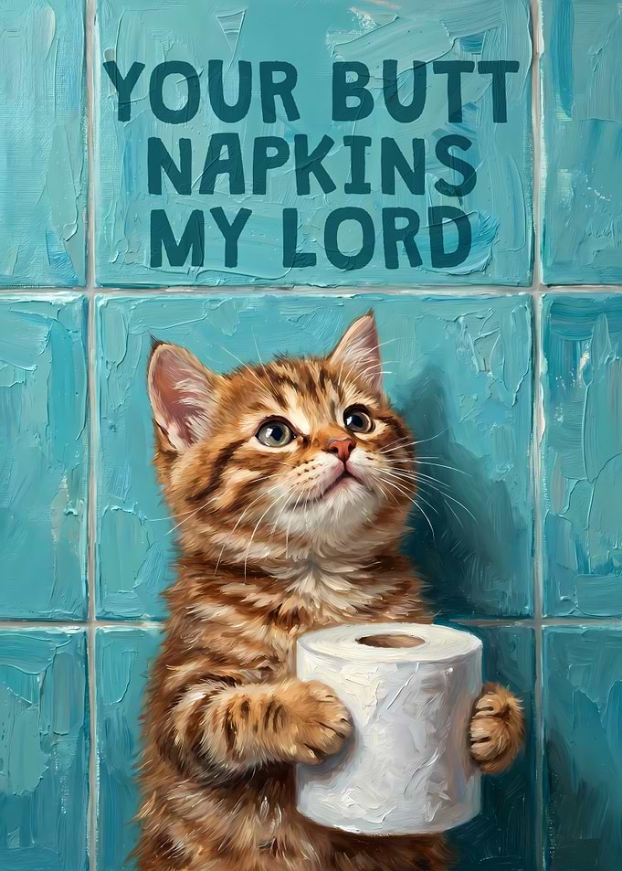 Funny Kitten Holding Toilet Paper